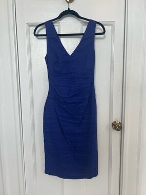 Nicole Miller | Classic V-Neck Royal Blue Sheath Dress